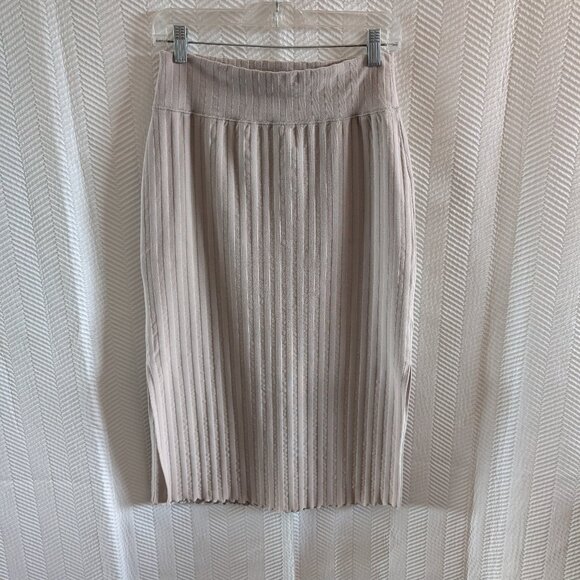 Offline by Aerie Beige OG Groove Midi Skirt Ribbed Side Slits Size Small Neutral - Picture 4 of 11